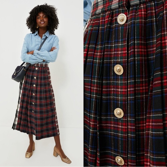 Hunter Bell Harlan Midi Skirt Mixed Plaid - Picture 3 of 10